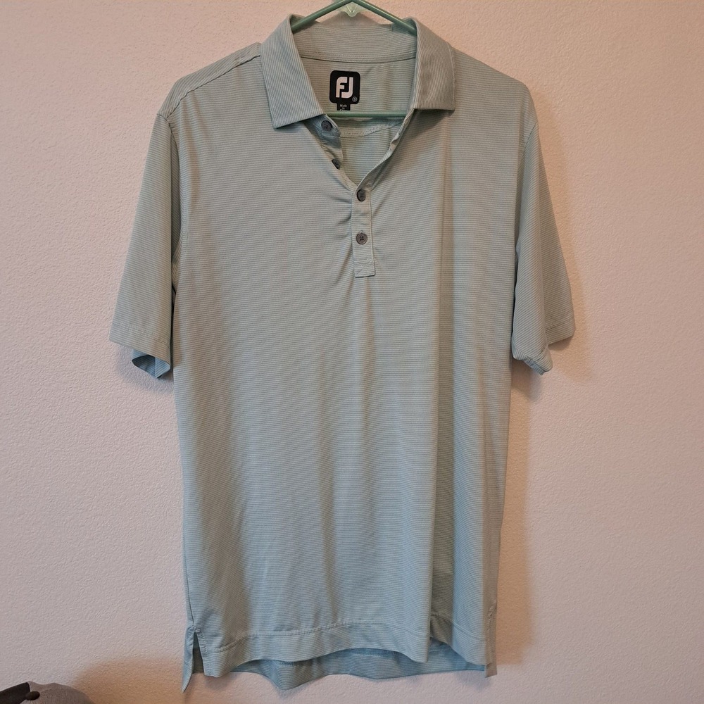 FootJoy Mens Hillcrest Country Club Striped Golf Polo Shirt Green White Small